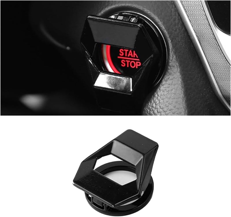 GLSOWEE Car Engine Start/Stop Button Cover, Zinc Alloy Car Push Button Start Cover Car Power Control Trim, Universal Key Ignition Switch Protective Cover for Cars, SUVs (Black) - Image 1